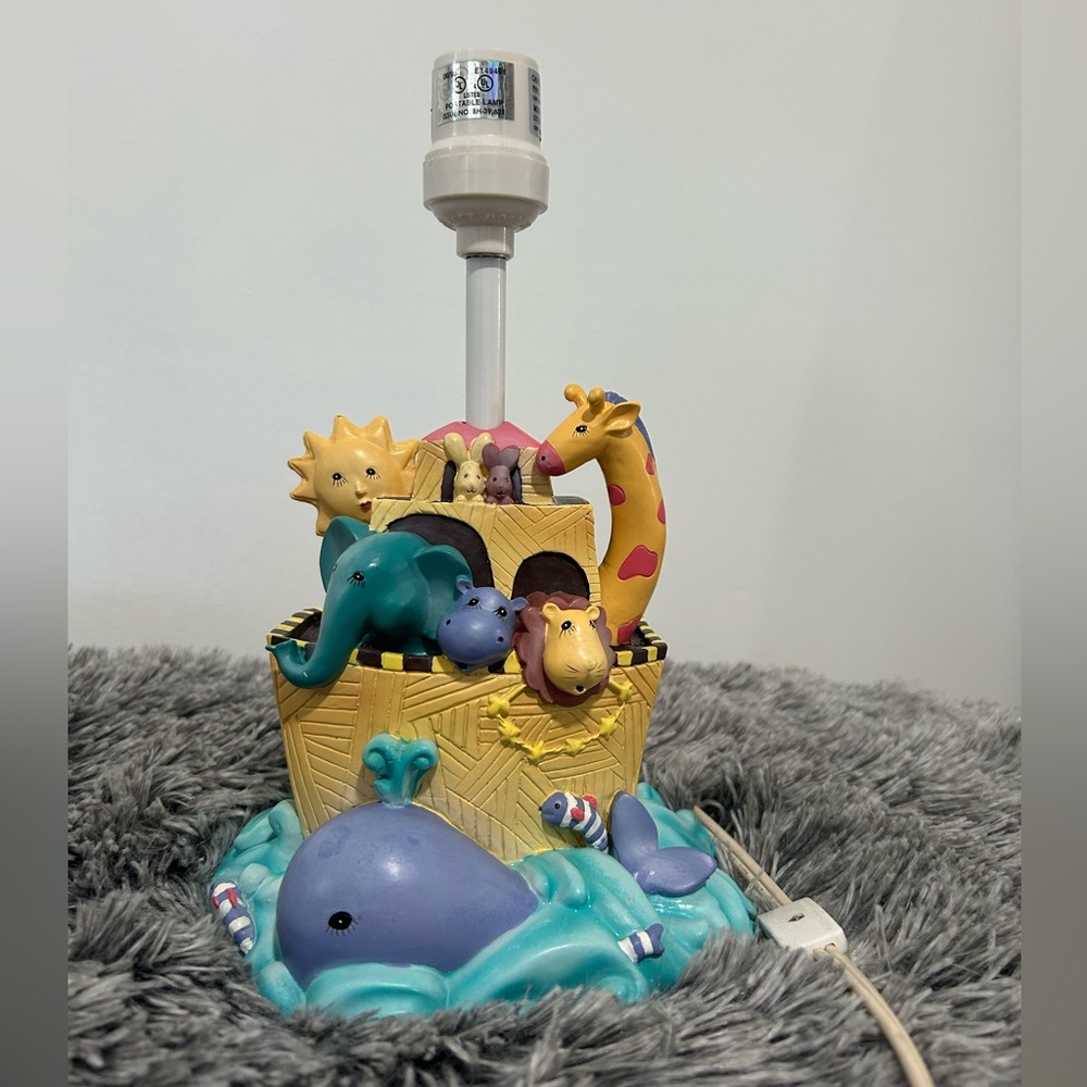Vintage Noah’s Ark Kids Lamp Nursery Animal Table Lamp
